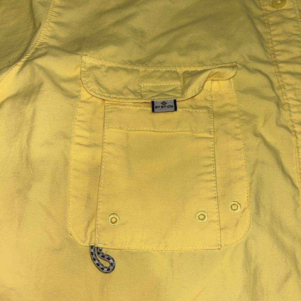 Columbia Shirt Mens XL PFG Vented Fishing UPF 30 Button Up Yellow - Picture 4 of 14